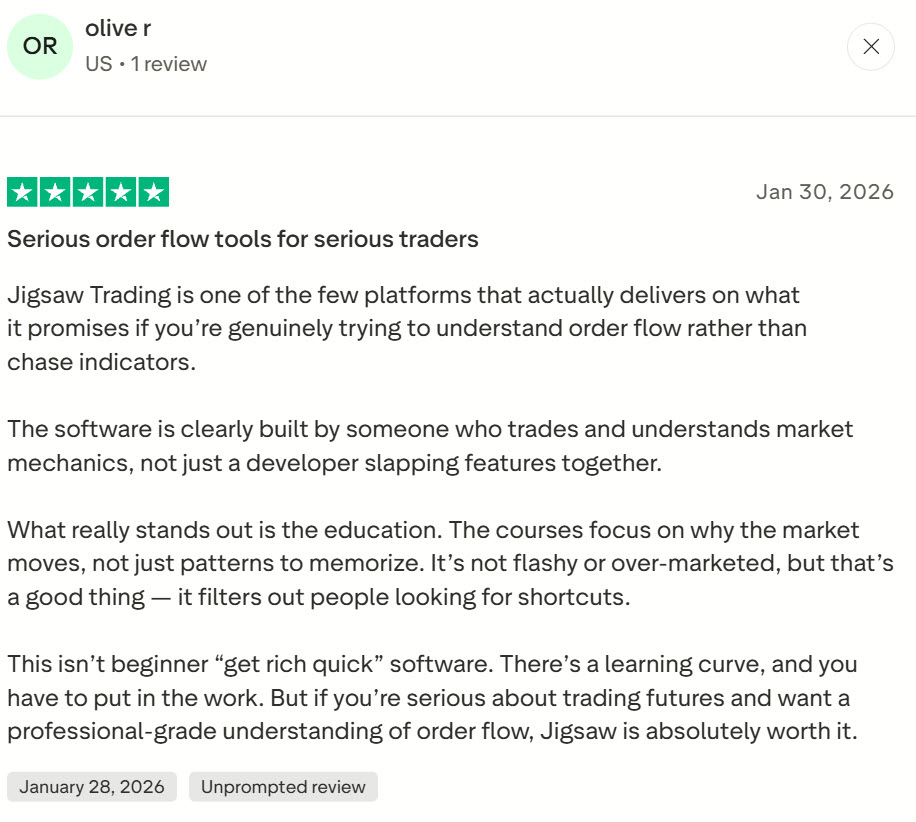 New Testimonial2 Jigsaw Trading Trustpilot Testimonial 2